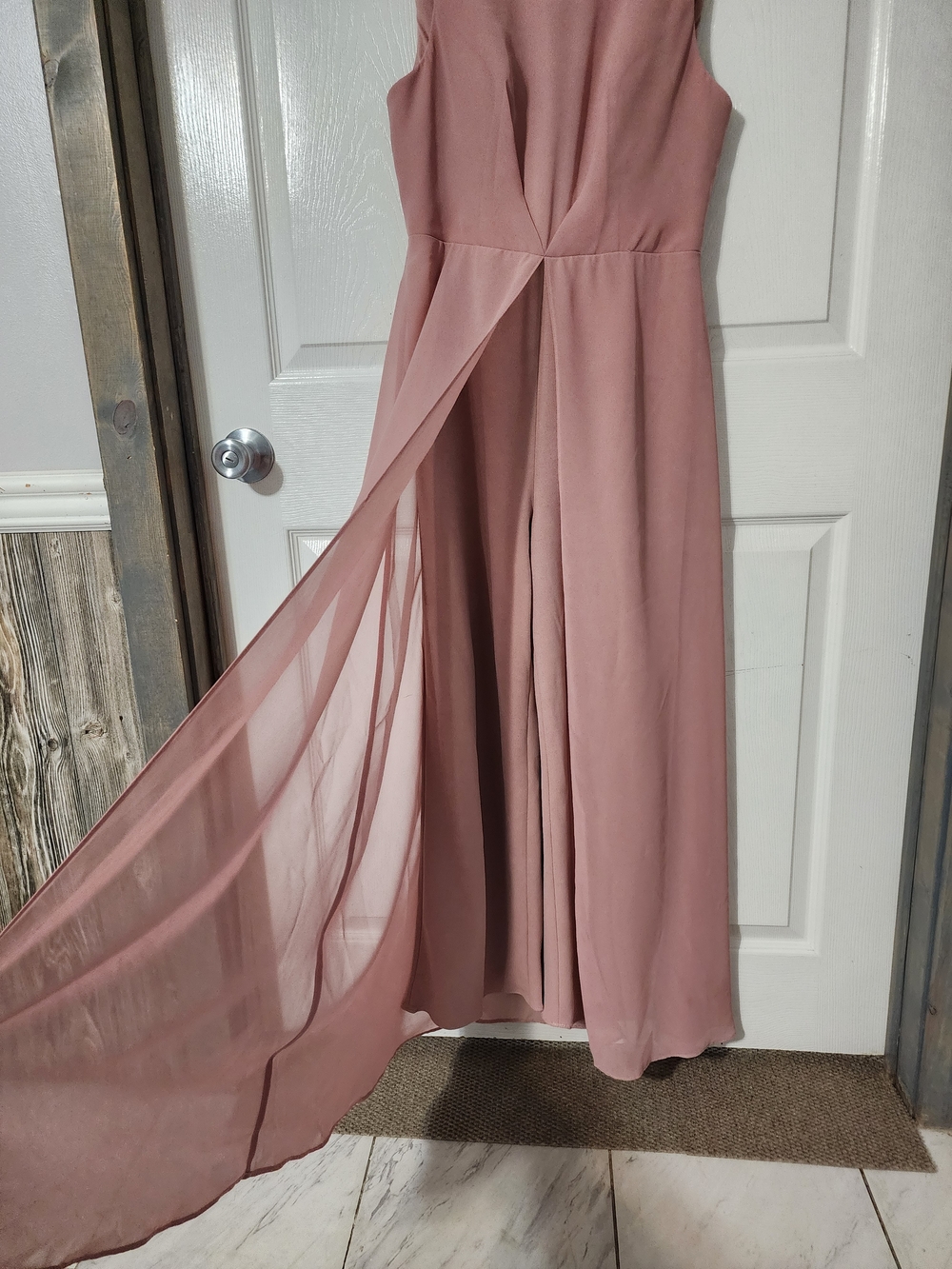 Azazie Dusty Rose Pink Pleated Jumpsuit - Picture 5 of 13